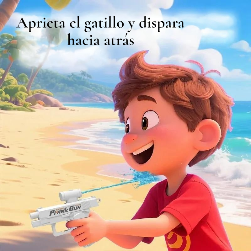 Pistola rociadora de agua de doble cara, creativa y de verano, con efecto reversible, ideal para jugar al agua en cualquier momento.